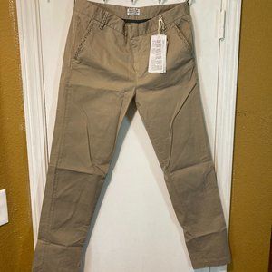 RARE - RAER women's size 28 light brown studded slanted leg fitted pants 31x29